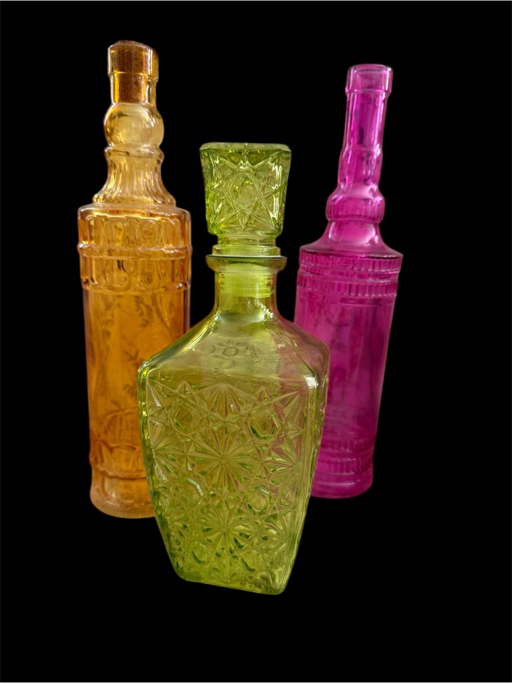 Antique Decorative Glass Decanters All 3 from Witch’s Estate Sale